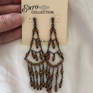 Light brown chandelier earrings